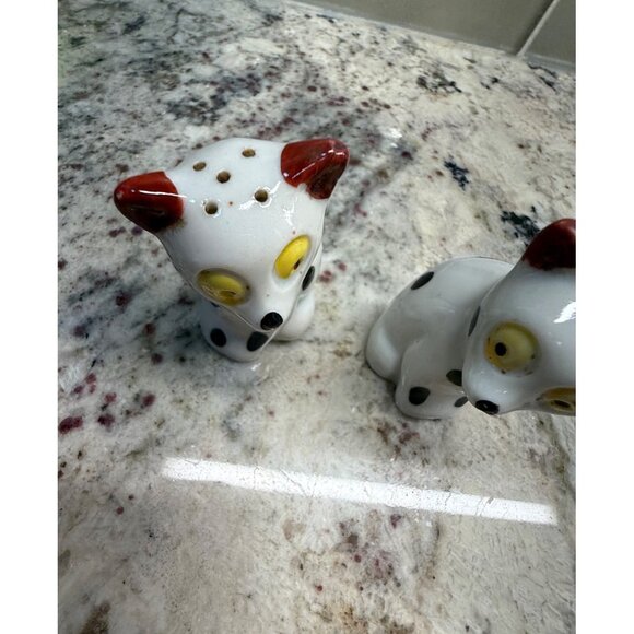 VTG MCM  1950s Japan Dalmation Dog S&P Shakers Yellow Eyes Ceramic kitschy Read - Picture 11 of 12